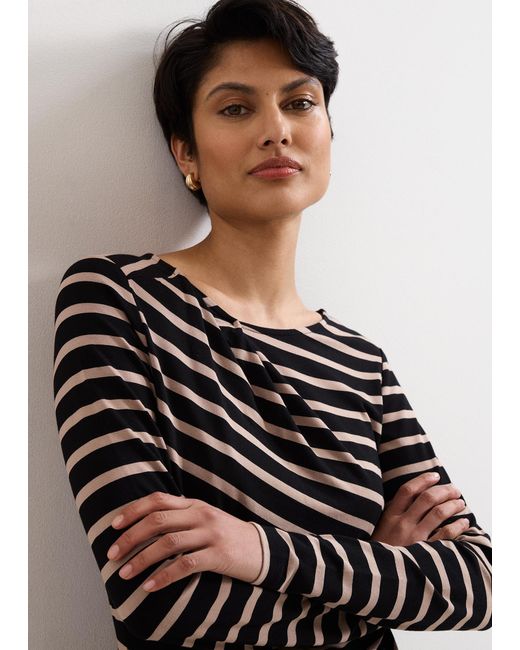 Phase Eight Black Everly Asymmetric Stripe Top