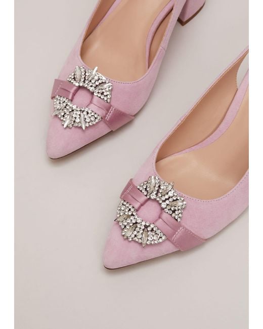 Phase Eight Pink 's Embellished Block Heel Shoes