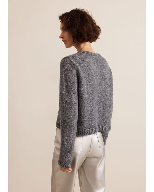 Phase Eight Gray Eden Sequin Knitted Jacket