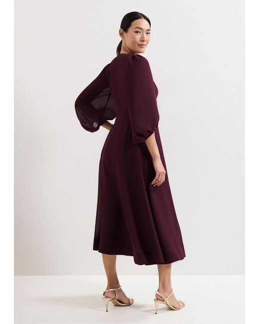 Phase Eight Red Vera Plain Midi Dress