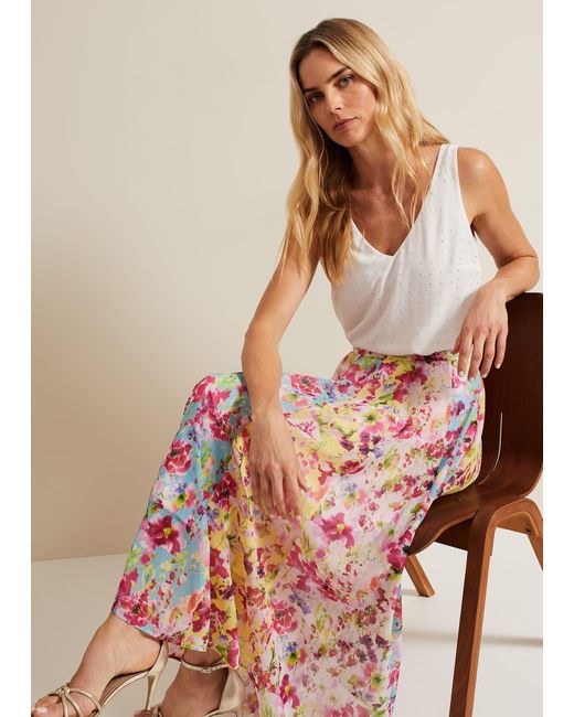 Phase Eight Pink 's Vivianne Floral Midi Skirt