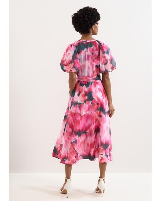 Phase Eight Pink Petite Caterina Floral Midi Dress