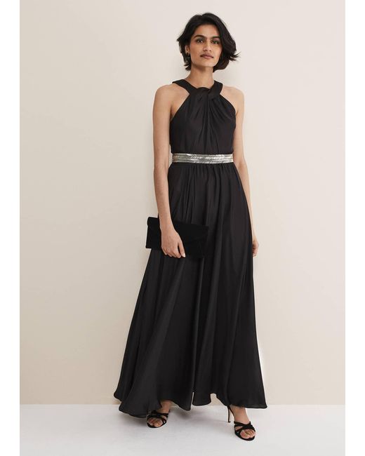 Phase Eight Black Vanessa Beaded Belt Maxi Dress