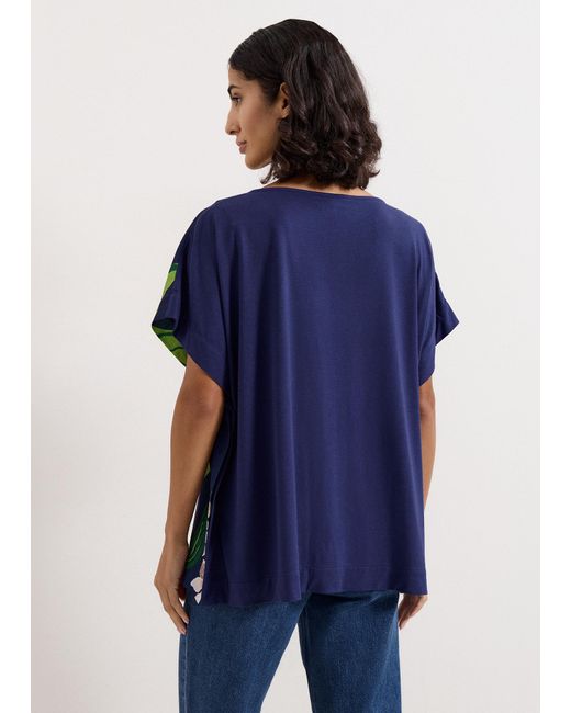 Phase Eight Blue Brianna Woven Front Floral Top