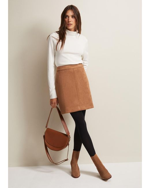 Phase Eight Natural 's Darya Faux Suede Mini Skirt
