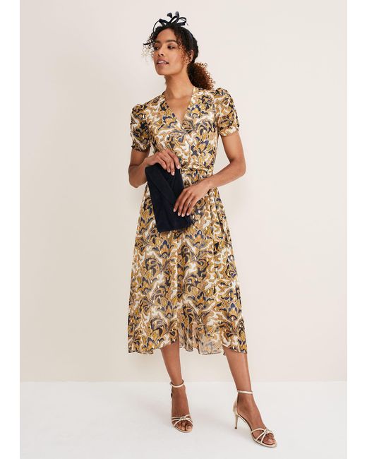 Phase Eight Natural Floriana Shimmer Dress