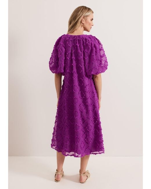 Phase Eight Purple Bella Textured Midi Dress