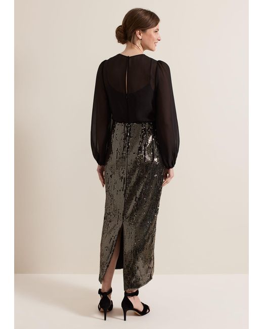 Phase Eight Multicolor Petite Aniya Sequin Long Sleeve Dress
