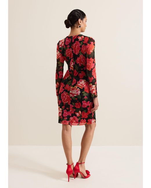 Phase Eight Red 's Roshni Mesh Floral Midi Dress