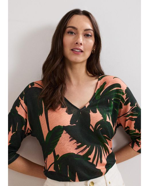 Phase Eight Black Flossie Printed Linen Top
