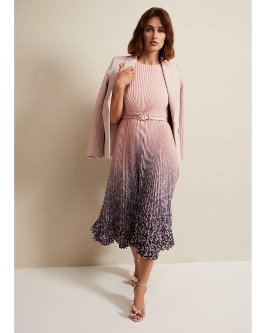 Phase Eight Natural Simara Printed Midi Dress