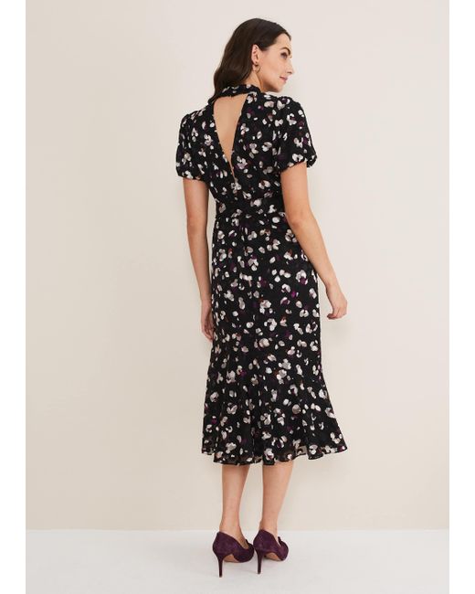 Phase Eight Natural Kensley Print Puff Sleeve Dress
