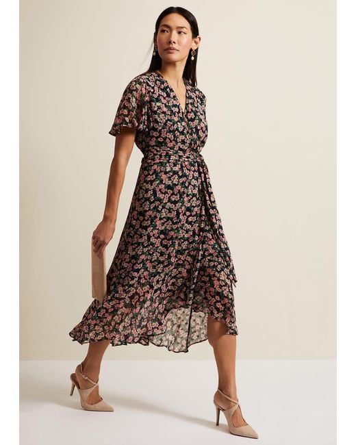 Phase Eight Brown 's Juliette Fil Coupe Print Dress