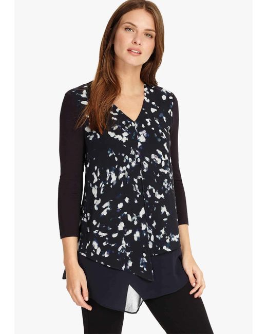 Phase Eight Black Lenia Printed Blouse