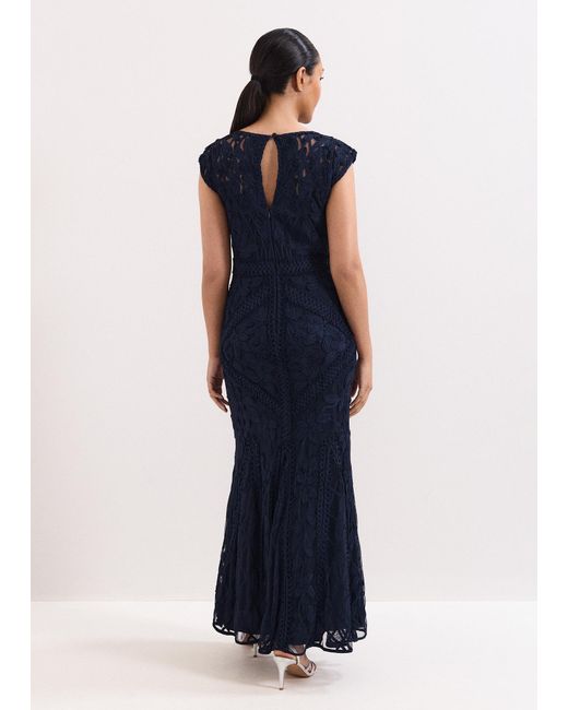 Phase Eight Blue Petite Khiana Tapework Maxi Dress