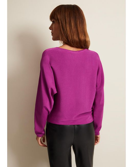 Phase Eight Purple Letina Slinky Keyhole Knit Jumper