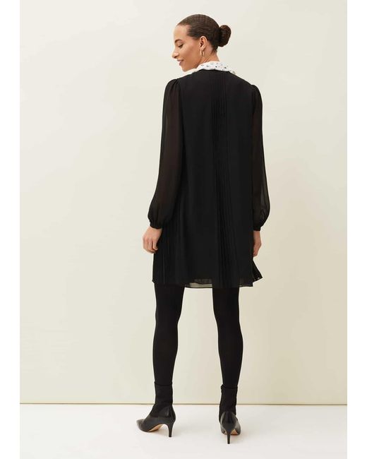 Phase Eight Black Norah Collar Detail Swing Dress