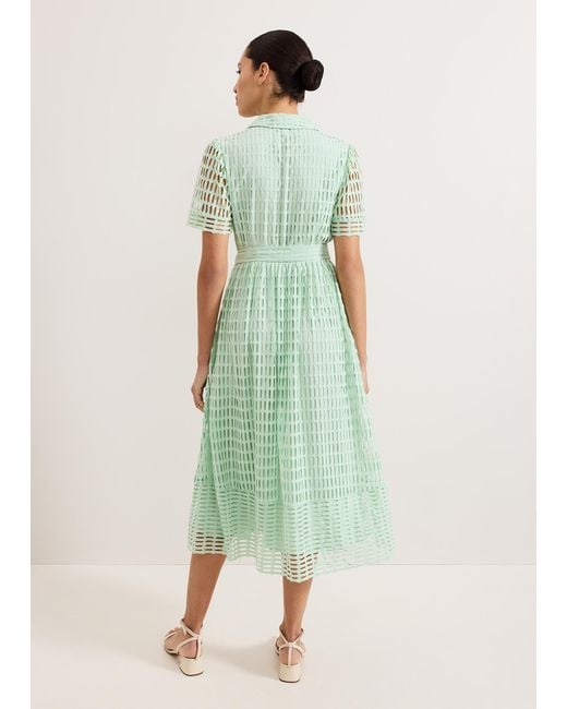 Phase Eight Green Sandy Lace Shirt Midi Dress