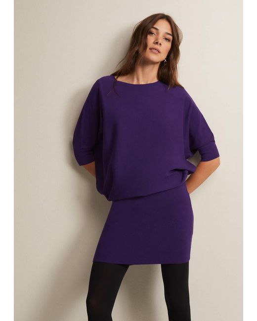 Phase Eight 's Becca Purple Batwing Mini Dress