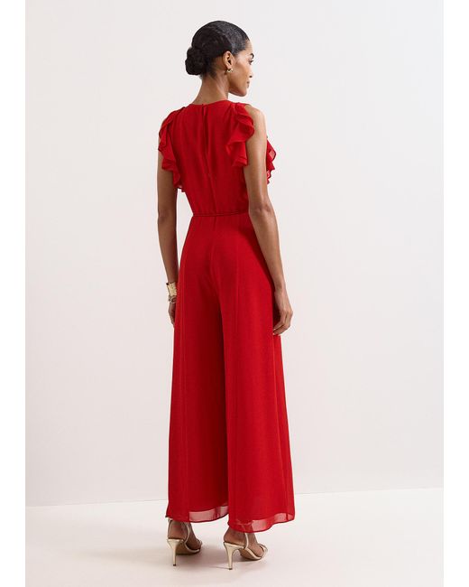 Phase Eight Red Rachel Chiffon Sleeveless Jumpsuit