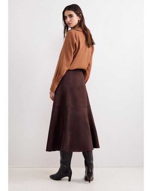 Phase Eight Brown Jessie Faux Suede A-Line Skirt