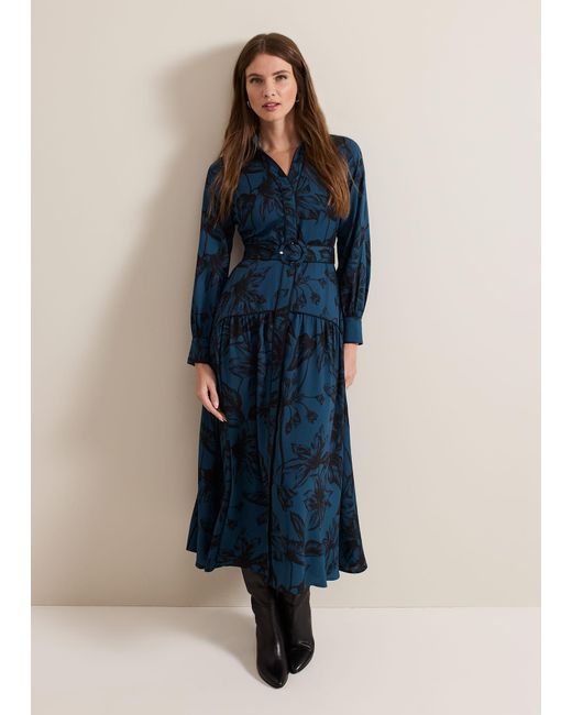 Phase Eight Blue Petite Shakira Floral Midaxi Dress