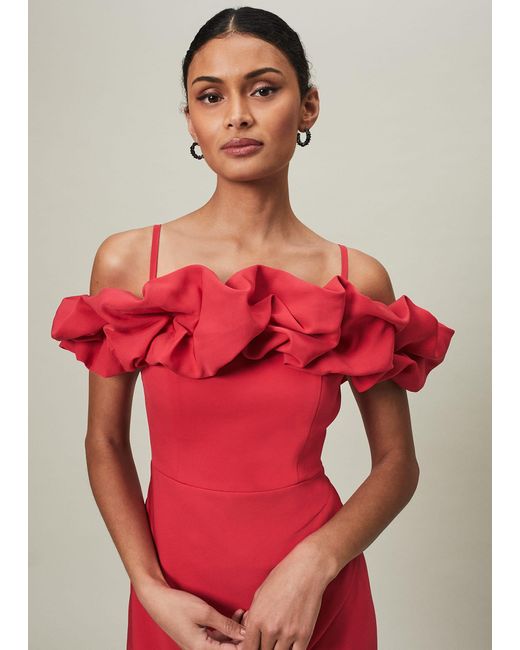 Phase Eight Red 's Mallory Off The Shoulder Midaxi Dress