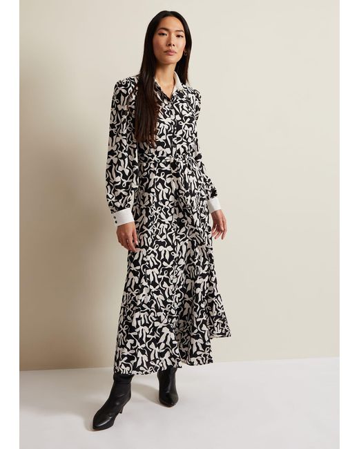 Phase Eight White Bonnie Bow Shirt Midi Dress