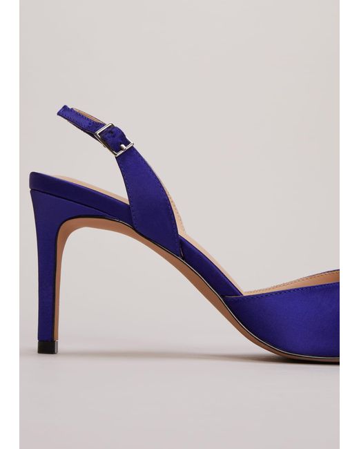 Phase Eight 's Blue Satin Embellished Slingback Heels