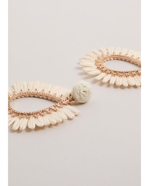 Phase Eight Natural Raffia Teadrop Earrings
