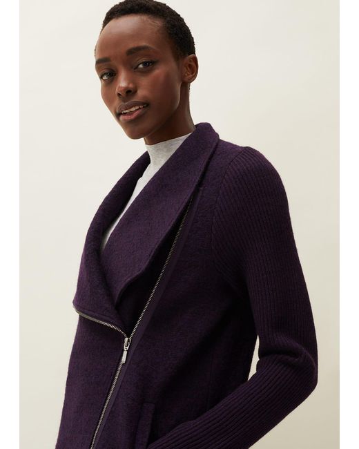 Phase Eight Blue Byanca Zip Knit Coat