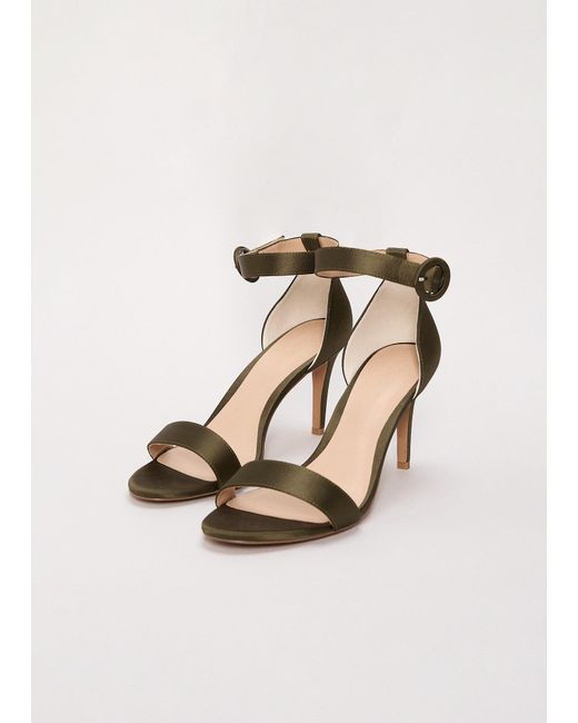 Phase Eight Natural Satin Ankle Strap Heeled Sandals