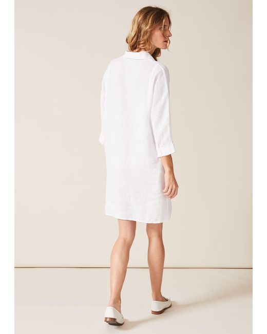 Phase Eight White Kathy Linen Dress