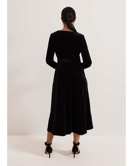 Phase Eight Black Petite Julia Velvet Wrap Dress