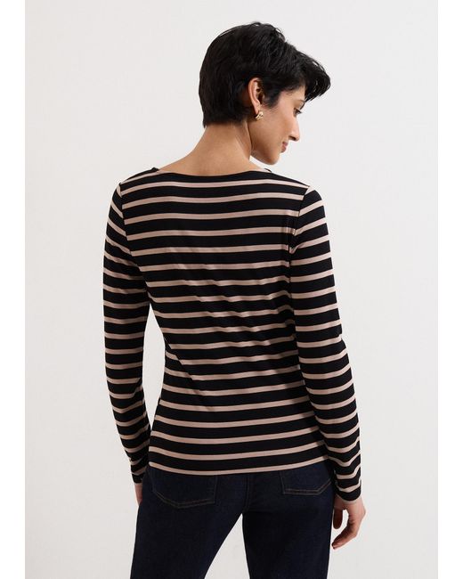 Phase Eight Black Everly Asymmetric Stripe Top