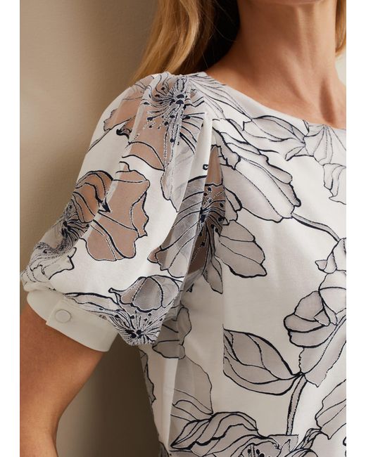 Phase Eight White 's Kelly Floral Burnout Top