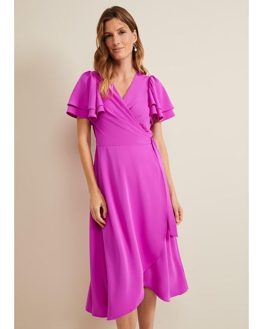 Phase Eight Pink 's Gian Magenta Wrap Midi Dress