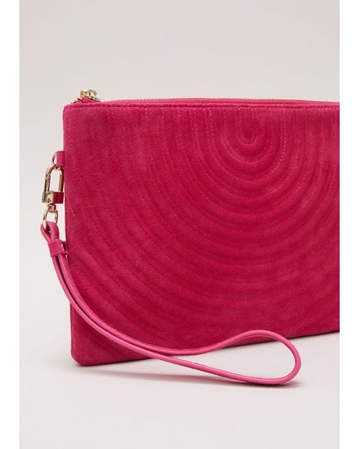Phase Eight Pink 's Stitch Detail Clutch Bag