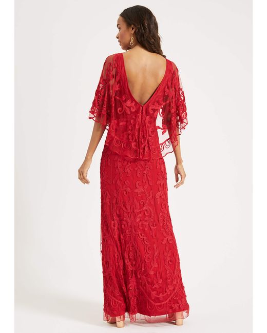 Phase Eight Red Aviana Tapework Lace Maxi Dress