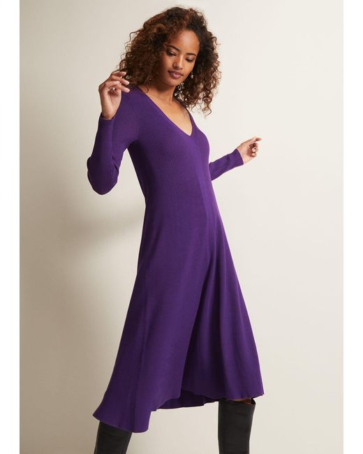 Phase Eight 's Amberlyn Purple Fit And Flare Midi Dress