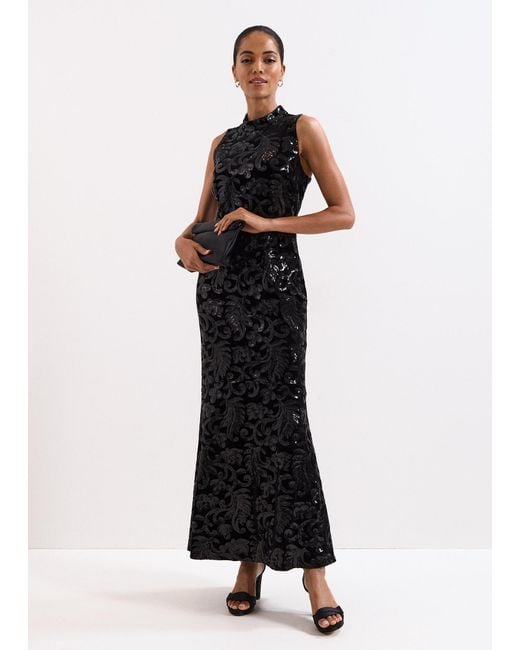 Phase Eight Black Trudy Sequin Maxi Dress