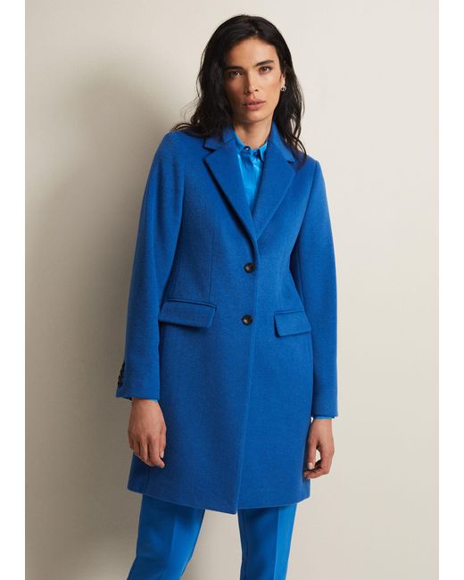 Phase Eight Blue Lydia Wool Smart Coat