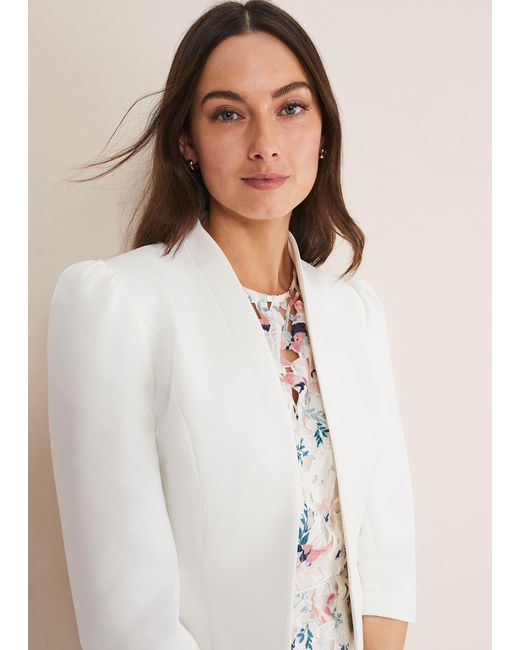 Phase Eight White Isabella Bow Jacket
