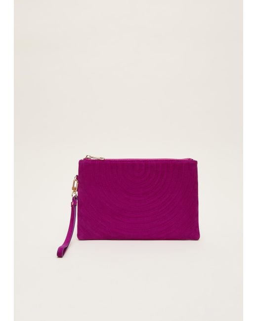 Phase Eight Purple 's Dark Pink Suede Clutch Bag