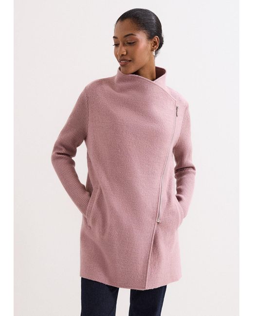 Phase Eight Pink Byanca Zip Knit Coat