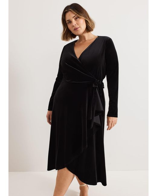 Phase Eight Black Julia Velvet Wrap Dress