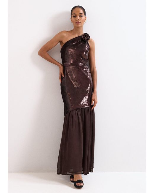 Phase Eight Brown Lola Chocolate Sequin Corsage Dress