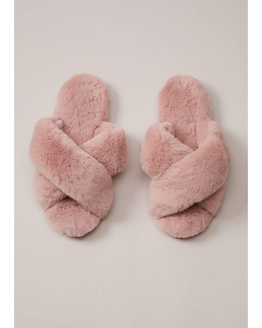 Phase Eight 's Pink Faux Fur Slider Slippers
