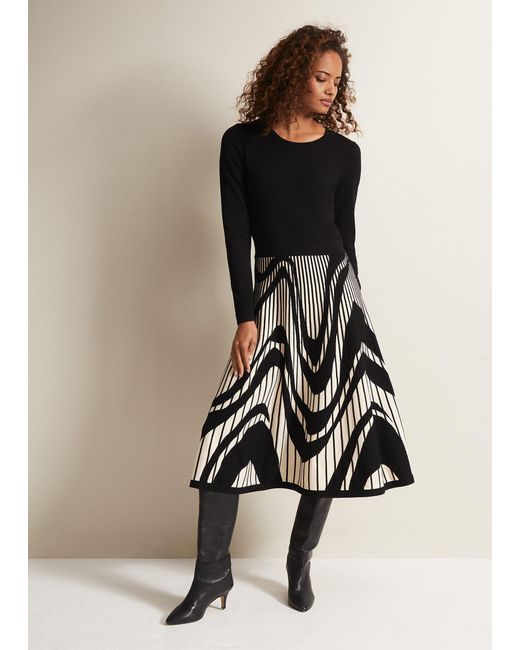 Phase Eight Black Silvia Fit And Flare Midi Dress