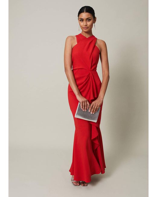 Phase Eight Red 's Pamela Ruffled Maxi Dress